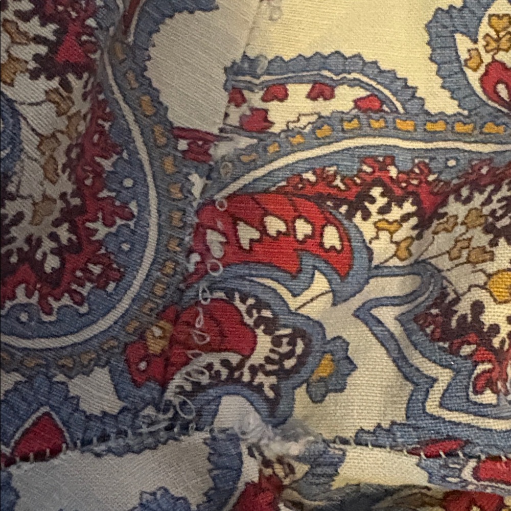 Vintage Sears Perma Prest Paisley Robe Medium 100% Cotton Belted Retro - Picture 3 of 3